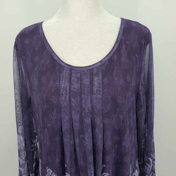Fairygoth Dark Romantic Tunic Top Sz LARGE Sheer Sleeves Purple Feminine Lined - Picture 13 of 13